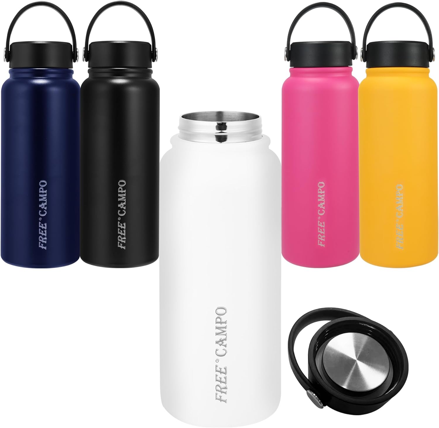 FREE CAMPO Borraccia sportiva in acciaio inox, 800 ml, senza BPA, a prova di perdite, mantiene fino a 12 ore di caldo e freddo 24 ore, per gassate, scuola, fitness (lattiginoso)