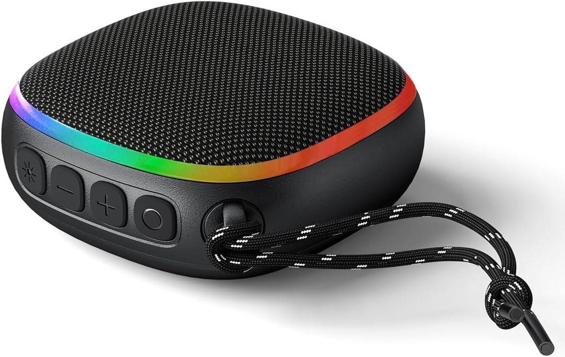 eppfun SK004 Speaker Bluetooth 5.3 Portatile con RGB Luce LED, Waterproof IPX7, Supporto TF/Micro SD,Cassa bluetooth da casa, Esterno, Viaggi - fino a 5 h di Autonomia