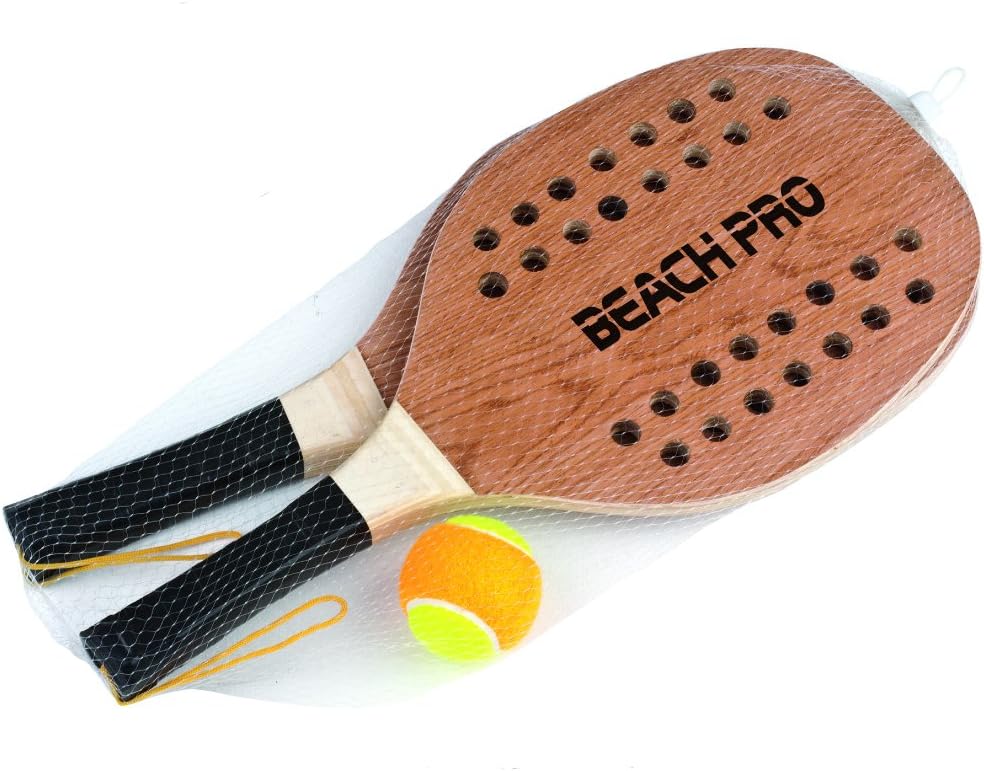 Mandelli Coppia Racchette Beach Tennis Pro Con Pallina Racchettoni In Legno 380, Multicolore, 48 cm, 8003029203546