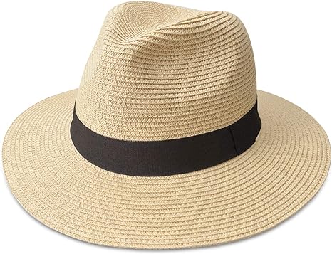 Maylisacc Cappello Panama per Donna Uomo, Cappello di Paglia Unisex Cappello da Sole Impacchettabile per Vacanze Estive