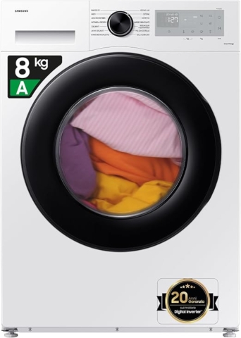 Samsung Lavatrice Crystal Clean WW80CGC04DAHET Libera installazione, 8 Kg, Wifi, Ecobubble, Vapore, Carica Frontale, 60l x 85h x 60p cm [Classe di efficienza energetica A]