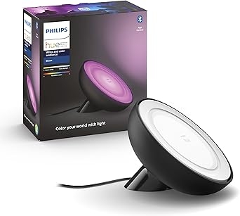 Philips Hue White and Color Ambiance Bloom, Lampada da tavolo smart, Bluetooh, LED integrato, Nera [Classe di efficienza energetica G]